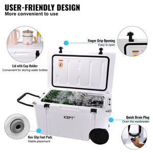 Nevera Portátil Rotomoldeada de 65QT, Caja de Almacenamiento de Hielo Seco, Estilo <span class=keywords><strong>Maleta</strong></span>, Ideal para Pesca y Camping al Aire Libre - Product Image 6