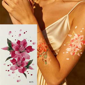 Autocollants de <span class=keywords><strong>tatouage</strong></span> style rose sombre, tatouages floraux sexy imperméables pour <span class=keywords><strong>bras</strong></span> et clavicule - Product Image 1