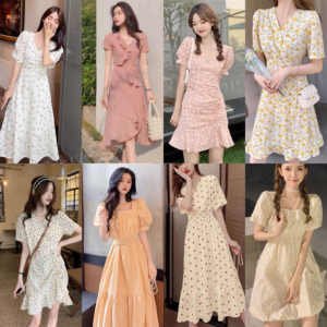 Liquidation à bas prix de robes imprimées à manches courtes pour femmes, stock de robes d'été pour femmes - Product Image 2