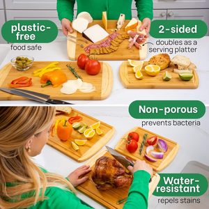 Juego de tablas de cortar de bambú rectangulares, antibacterianas, no tóxicas y duraderas para uso en la cocina del hogar. - Product Image 2