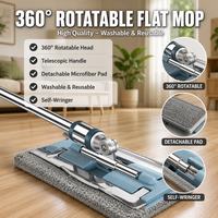 Hochwertiger 360° Drehbarer Teleskop-Rechteck-Flachmop mit Abnehmbarem Waschbarem Mikrofaser-Pad und Selbstauswringfunktion für den Haushalt