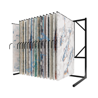 Free Standing Metal Carpet Display Rack with Page-Turning System for Large Area Rugs and Carpets in Retail Stores