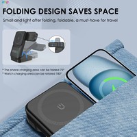 Multifunctionele opvouwbare oplaadpad met klok, telefoon-, oordopjes- en horloge-oplader, snel oplaadstation, draagbare draadloze telefoonoplader