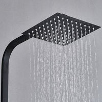 Système de douche mural noir mat pour hôtel avec cartouche céramique, colonne de douche thermostatique à jet pluie et douchette à main, et ensemble robinetterie