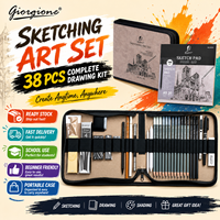 Kit de dessin et d'esquisse Giorgione 38 pièces, ensemble de crayons d'artiste avec crayons de fusain, crayons de graphite, gomme, bloc de dessin, marqueurs et accessoires