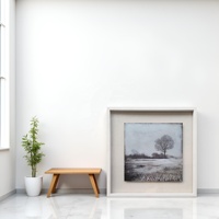 Art mural paysager moderne avec arbres dans un cadre encastré pour salon, hôtel, bureau, décoration intérieure