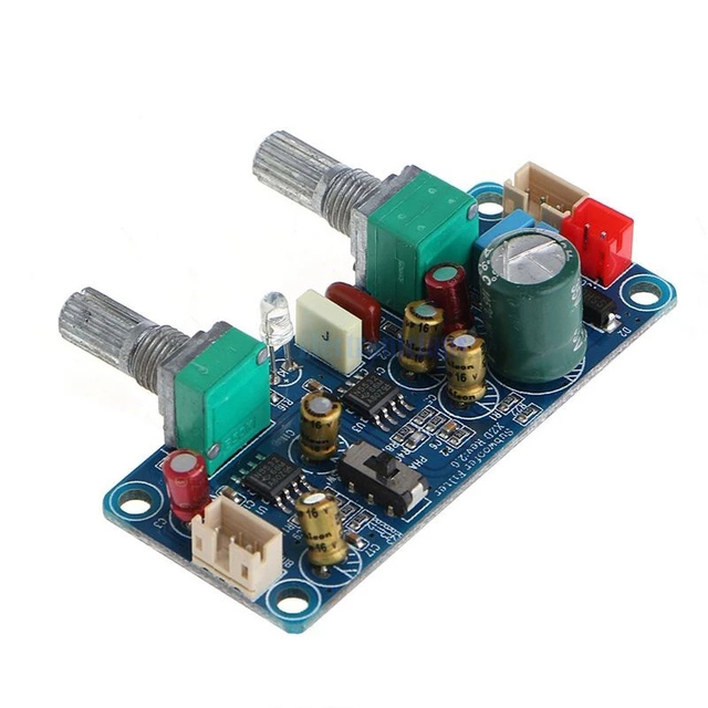 DC 9-32V Low Pass Filter Bass Subwoofer Pre-AMP Amplifier Board DC Single Power Supply Mono Module Two-Channel Audio 22HZ-240HZ