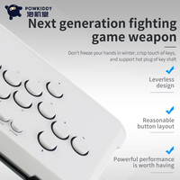 FORYOBUD Powkiddy A50 Pengontrol Game Praktis Gamepad Pertarungan Keyboard Game Tombol Game Rumahan Lampu Warna Konsol Game