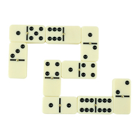 Jeu de dominos double six personnalisé en usine chinoise, 28 pièces, blocs de dominos en plastique noir, boîte pour jeux de table amusants