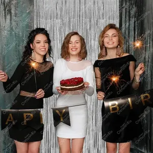 2 tende in carta metallizzata argento per decorazioni per feste - Product Image 6