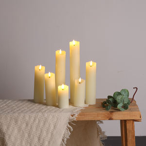 شمع البارافين العاجي شمع البارافين الملونة السيراميك عديمة اللهب ماتي شمع عمود بقيادة عمود - Product Image 2