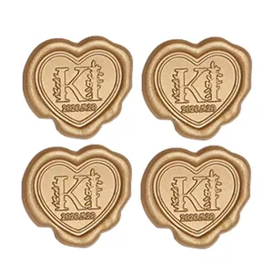 Heart-Shaped Logo Customization for Envelope Wedding Invitation Decorations Wax Seal Peel Stickers