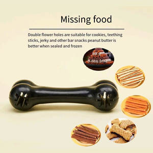 タフな咬傷に強い犬の黒い骨のおもちゃ天然ゴム中型および大型犬のペットトレーニング漏れやすい食品インタラクティブな犬のおもちゃ - Product Image 4
