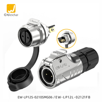 Connecteur de panneau à trou unique E-Weichat LP12 PBT 2/3 broches à vis de verrouillage, alimentation M12, étanche IP68, contacts en alliage de cuivre 125V, câblage