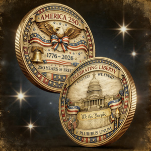 Pièce de monnaie commémorative du 250e anniversaire des États-Unis 1776-2026, Aigle chauve, drapeau américain, objet de collection patriotique plaqué or, souvenir - Product Image 4