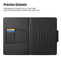 Étui en cuir PU antichoc avec fente pour cartes pour iPad/Samsung, support magnétique multi-angles réglable, coque universelle pour tablette