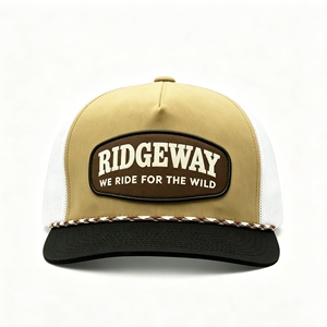 Casquette Trucker Vintage Personnalisée 5 Panneaux, Couronne Haute avec Logo Avant, Dos en Coton et Maille, Fermeture Snapback avec Décoration Corde pour l'Extérieur - Product Image 1