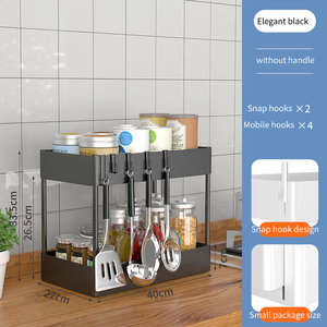 OEM <span class=keywords><strong>Kitchen</strong></span> 2 Tier Spice Rack Organizer 5 Haken Organisieren Arbeits platte Halter Pantry Regale Küche Lager regal - Product Image 4