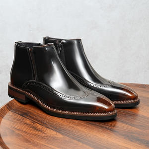 Chaussures habillées italiennes en cuir véritable, style Derby à lacets, en daim, faites à la main, brûlées, pour hommes - Product Image 4