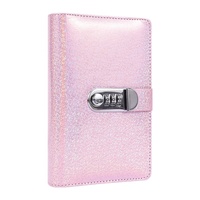 Carnet à spirales A6 scintillant avec verrouillage par code et mot de passe, planificateur de budget des revenus et des dépenses domestiques, carnet de suivi des économies