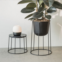 Pot de plantes à fleurs en fil de métal noir, avec base en marbre, décor de jardin, 3 paquets
