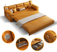 Canapé-lit multifonctionnel à vente chaude, intelligent, à double usage, avec rangement, musique, lumière LED, port USB, canapé-lit convertible