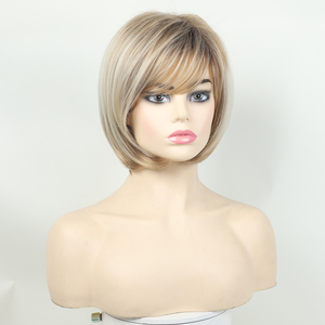 Aishili วิกผมบ๊อบสั้นผมบลอนด์หน้าม้าสีบลอนด์ผสมสีทอง - Product Image 4