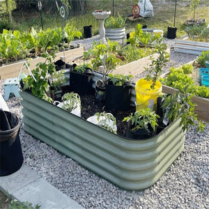 Jardinière <span class=keywords><strong>en</strong></span> <span class=keywords><strong>acier</strong></span> <span class=keywords><strong>galvanisé</strong></span> pour lit de jardin surélevé <span class=keywords><strong>en</strong></span> métal pour herbes et légumes et décoration extérieure - Product Image 3
