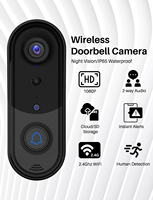 Timbre Inalámbrico Inteligente con Cámara WiFi 2.4G, Funciona con Batería, Alertas de Movimiento Humano/PIR, Función de Conversación Bidireccional, Estándar IP65