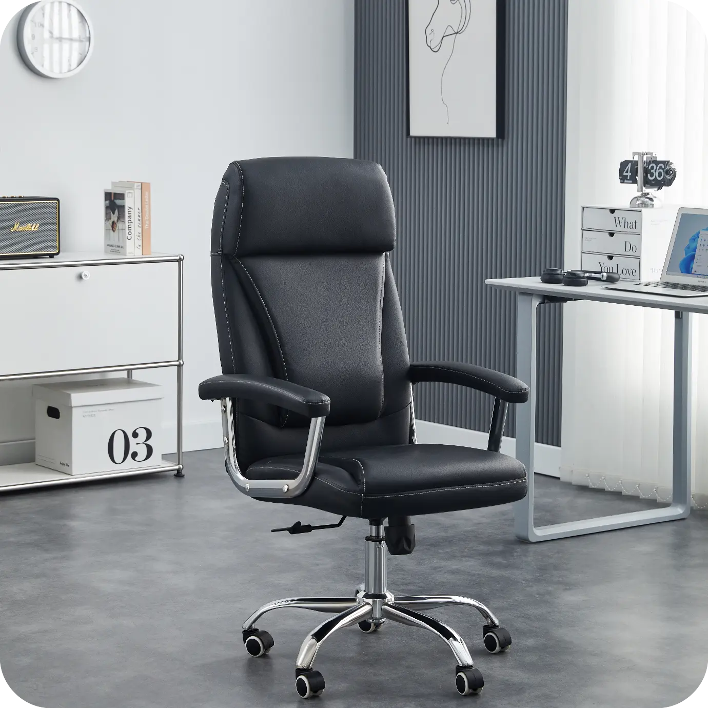 Новый дизайн кожаный Искусственный кожаный удобный вращающийся регулируемый по высоте офисный стул для руководителя