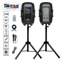 Sistema de Altavoces PA Portátiles Profesionales de Audio de 2x15 Pulgadas y 1600 W, Caja de Sonido con FM+Micrófono+Trípode+BT+TWS+Altavoz para Fiestas, Bocina LED Activa+Pasiva