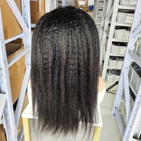 Perruque Bob bandeau en cheveux brésiliens lisses et crépus, fabriquée à la machine, couleur naturelle, longueur réglable, prête à porter