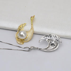 จี้เงินแท้ S925 รูปหัวหงส์ สำหรับทำเครื่องประดับมุก DIY  แบบยังไม่เสร็จ  อะไหล่สำหรับฝังมุก - Product Image 2