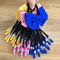 Perles de cheveux jaunes pour enfants, accessoires pour cheveux de filles, extensions de queue de cheval tressées avec perles, tresses, extensions de cheveux
