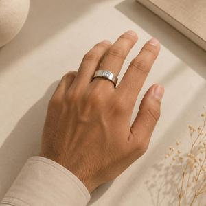 10KT Yellow Gold Princess Cut Diamond Solitaire <b>Ring</b> Bezel Set Wide Flat Band <b>Men</b> Engagement <b>Ring</b> Fine Modern Signet Jewelry - Product Image 3