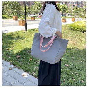 Bolso de mano de algodón de gran capacidad para mujer, bolso de mano de alta gama, nuevo estilo coreano a juego con contraste de colores, asa suave, diseño abierto - Product Image 3