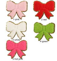 Patchs en chenille brodés faits à la main en gros, thermocollants, de haute qualité, rouge, arbre de Noël, bonhomme de neige, chaussettes, vêtements pour femmes et hommes