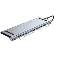 Adaptador portátil multifunción de aluminio 12 en 1, concentradores USB C, estación de acoplamiento tipo C a HDMI DP VGA PD TF USB3.0 para ordenador portátil