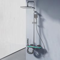 Système de douche pluie 4 fonctions en aluminium spatial de qualité hôtelière, mitigeur mural pour le développement d'appartements en copropriété