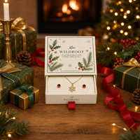 Boîte à bijoux de Noël personnalisée en papier semence plantable avec ruban de tirage, faible MOQ, emballage cadeau écologique