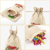 Petits sacs en toile de jute personnalisés avec logo imprimé, sacs à friandises en lin mignons, cadeaux, pochette à cordon