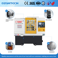 Tour CNC 2 axes avec usinage de pièces complexes à axe Z, tourelle d'outils et support d'alimentation de barre