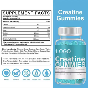 Gomitas de Creatina Monohidrato Veganas 100% Puras con Sabor Natural a Arándano OEM, 3000mg de Creatina y Proteína, Suplementos en Gomitas - Product Image 3