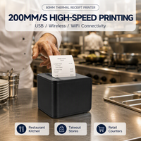 Impresora Térmica de Recibos de 80 mm, Impresora POS USB WiFi de Alta Velocidad de 200 mm/s para Restaurantes, Comida para Llevar, Cocina, Venta al por Mayor, OEM