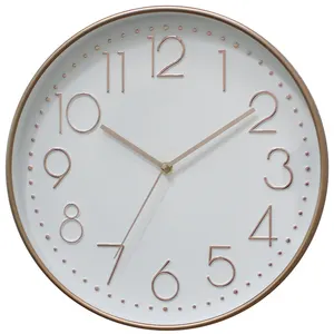 Modern Farmhouse Bedroom Wall Clock Classic High End 3D Dial Round Wood Color Plastic Wall Clock