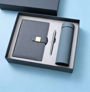 Promo Wholesale Business Luxury <b>A5</b> <b>Diary</b> Bottle Set Customizable Gray Leather <b>A5</b> Notebook Gift Set With Pen, Thermal Mug and USB - Product Image 4