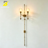 Applique murale double tête en verre et métal, style rétro français, pour chambre à coucher, chevet, maison d'hôtes, couloir