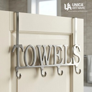 Best Quality Modern <b>Towel</b> Wall Storage Rack Decorative Metal Wall <b>Hook</b> Rack for Bathroom <b>Towels</b> and Home Interior Decor For Sale - Product Image 6