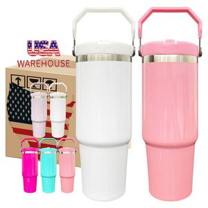 30Oz Glossy Colors Flip Straw Tumbler With Spill-Proof Lid Handle Dye Sublimation Heat Press for Cold Drink - Product Image 3