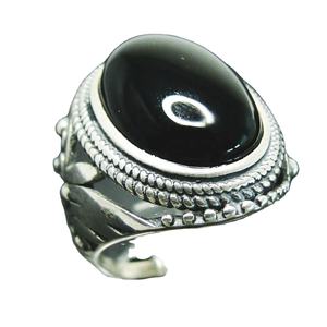 Ingrosso 925 Sterling Silver di alta qualità nero gioiello di pietra preziosa nero <span class=keywords><strong>onice</strong></span> anello di diamanti per <span class=keywords><strong>uomo</strong></span> - Product Image 1